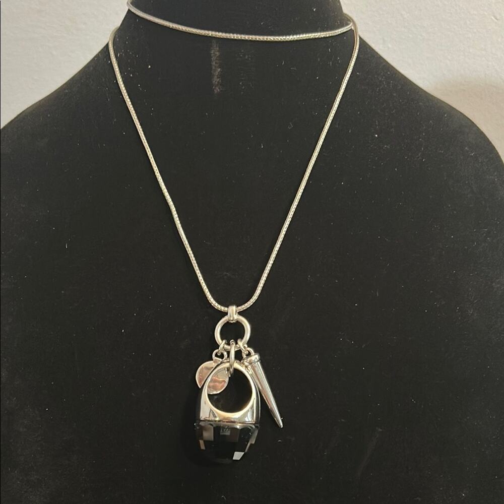 Banana Republic Long Ring Crystal Pendant Necklace #190